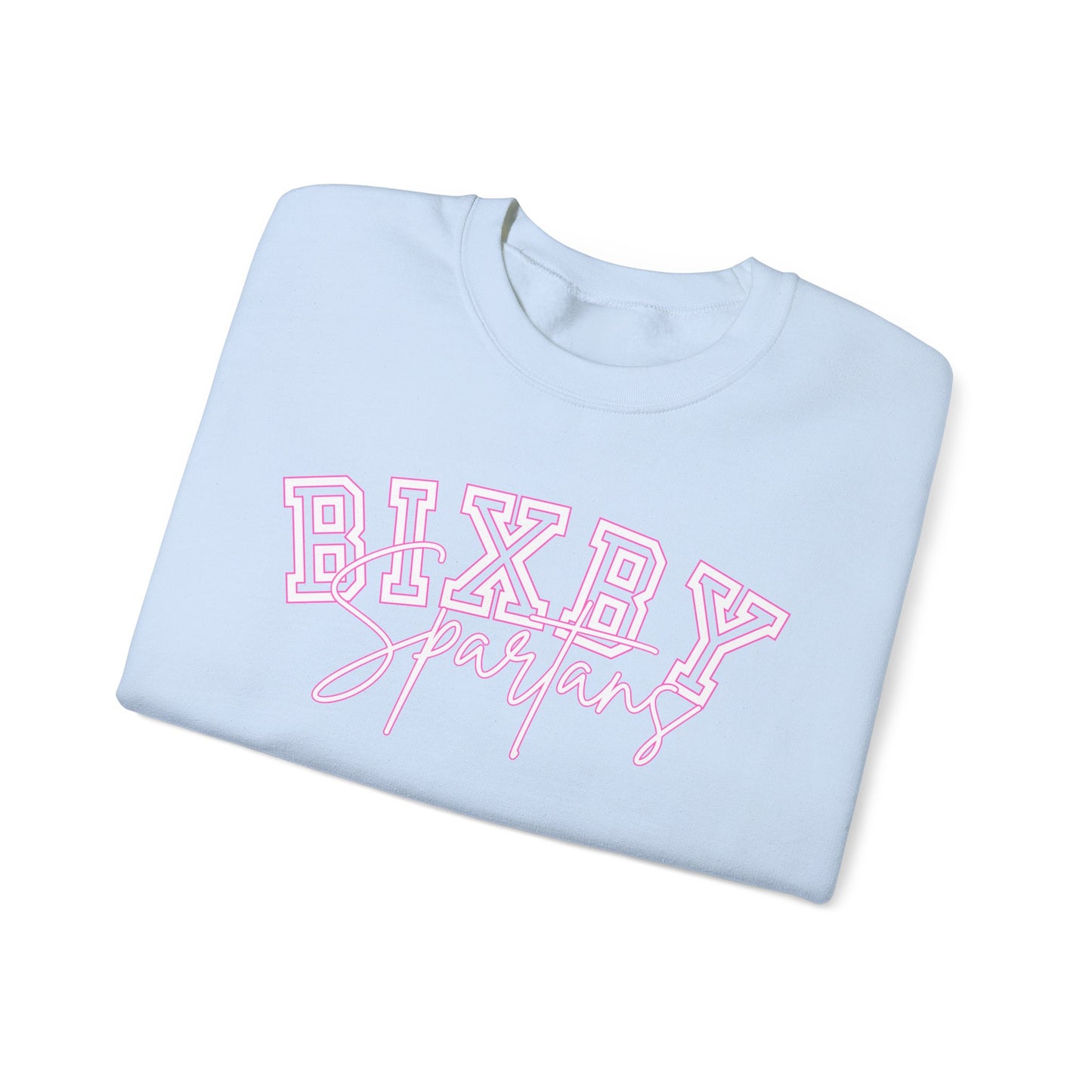 Bixby Spartans Pink Outline Gildan Sweatshirt