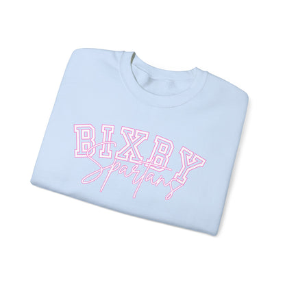 Bixby Spartans Pink Outline Gildan Sweatshirt