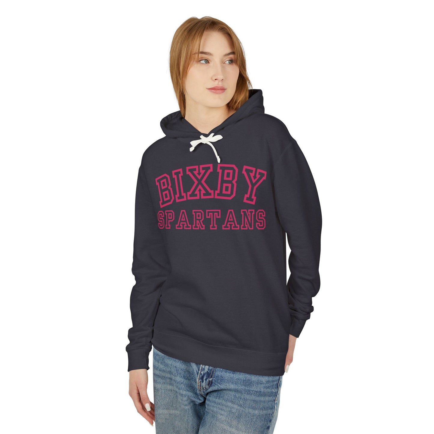 Bixby Spartans Pink Print Premium Comfort Colors Hoodie
