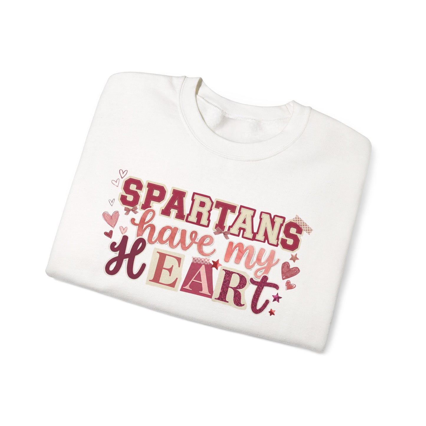 Spartans Have My Heart Collage Print Gildan Sweatshirt