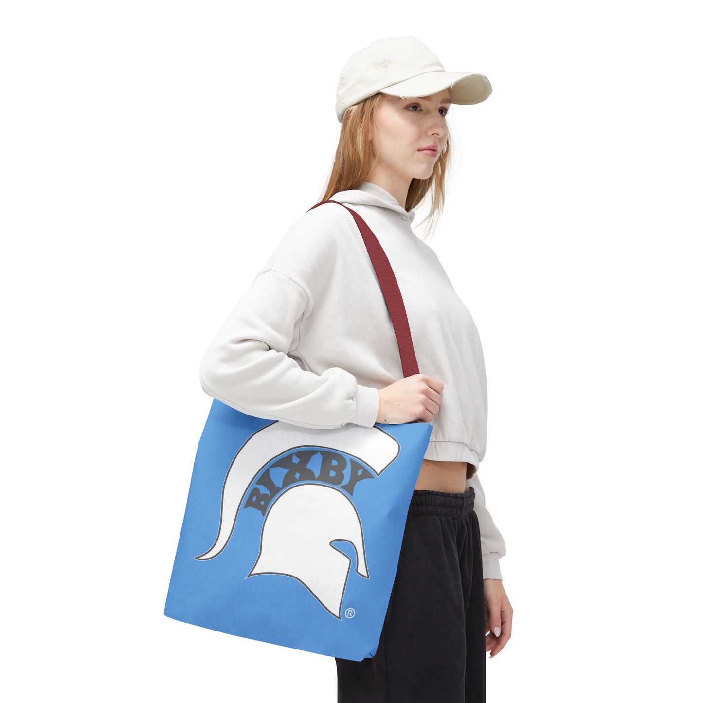 Bixby Spartans White Logo Blue Polyester Tote Bag