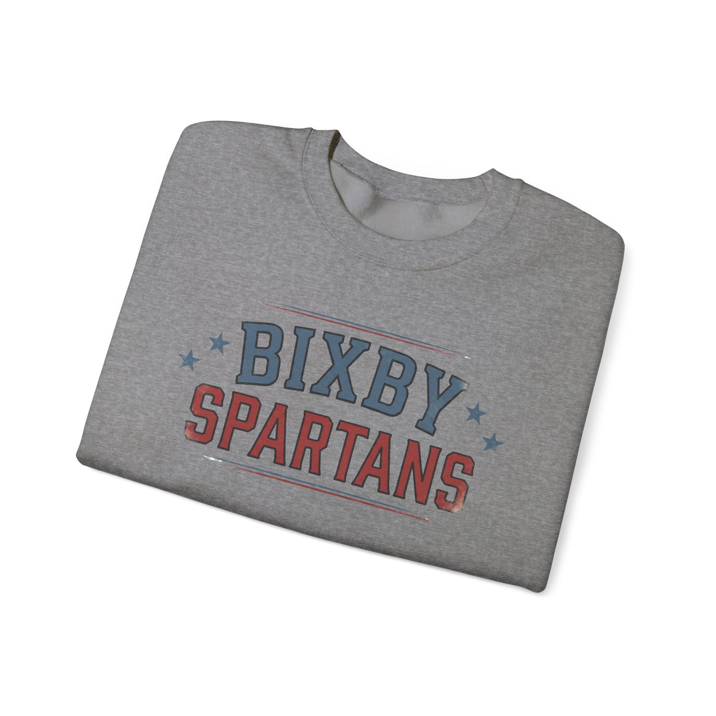 Bixby Spartans Vintage Distressed with Sleeve Print Spirit Sweatshirt