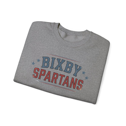 Bixby Spartans Vintage Distressed with Sleeve Print Spirit Sweatshirt