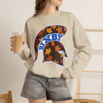Bixby Spartans Fall Leaves Helmet Sweatshirt – Autumn Game Day Crewneck