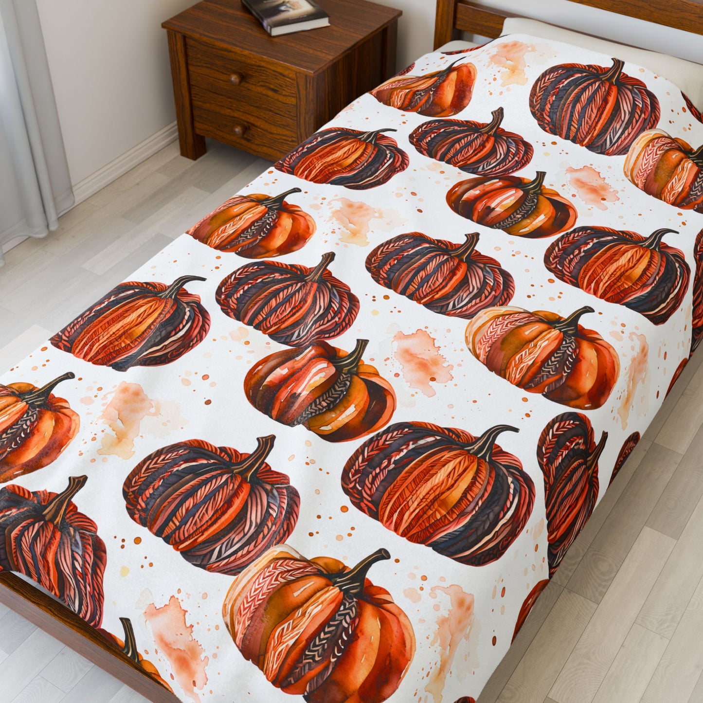 Autumn Pumpkin Paradise Velveteen Plush Blanket