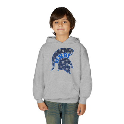Bixby Spartans Snowflake Helmet Youth Hoodie, Kids Winter