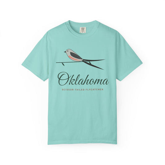 Scissortail Garden Script Oklahoma Tee | Comfort Colors in Chalky Mint