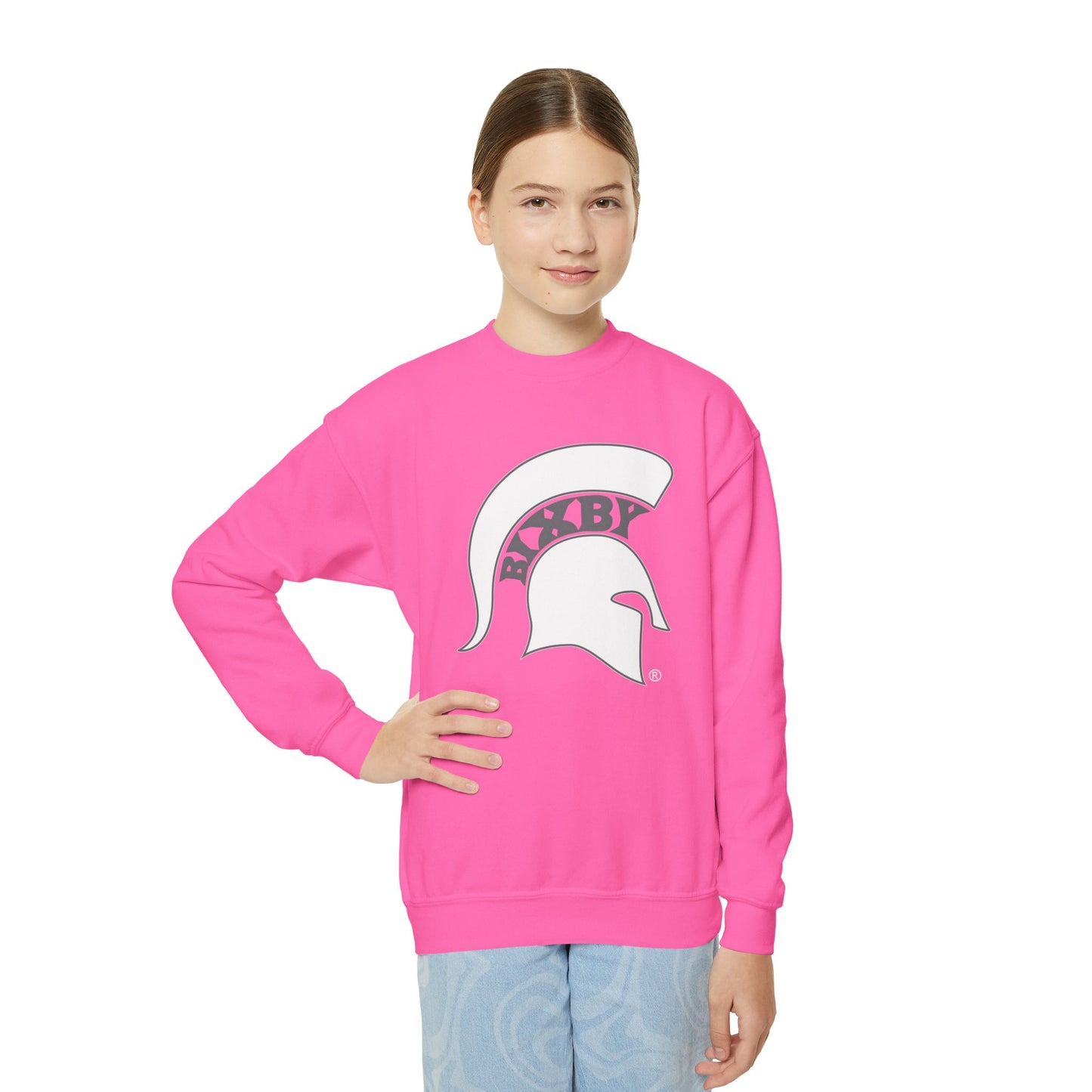 Spartan White Logo Youth Gildan Sweatshirt