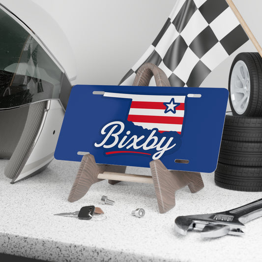 Bixby OK Red White & Blue Vanity Plate