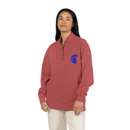 Bixby Spartans Blue Helmet Quarter-Zip Pullover Comfort Colors Tee