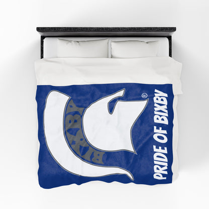 Spartan White Logo Velveteen Plush Blanket