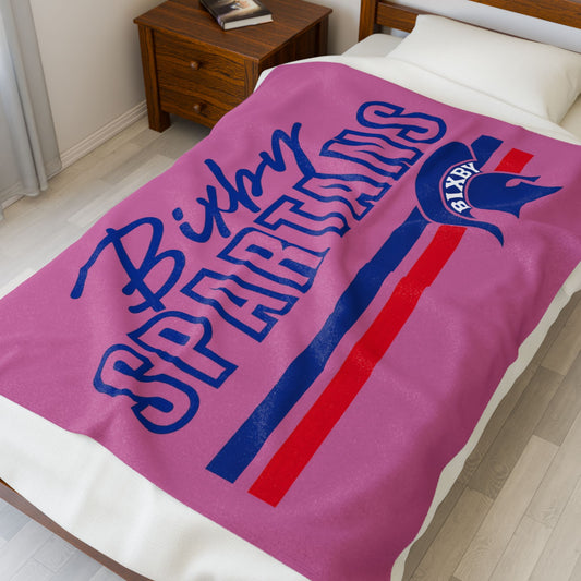 Bixby Spartans Pink Velveteen Plush Blanket