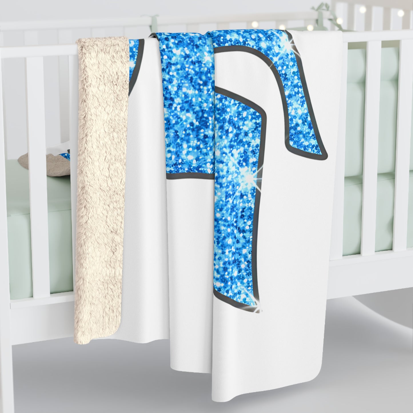 Spartan Blue Bling Logo Sherpa Fleece Blanket