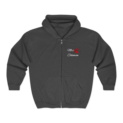 Personalized Spartan Helmet and Name Embroidered Full Zip Gildan Hoodie