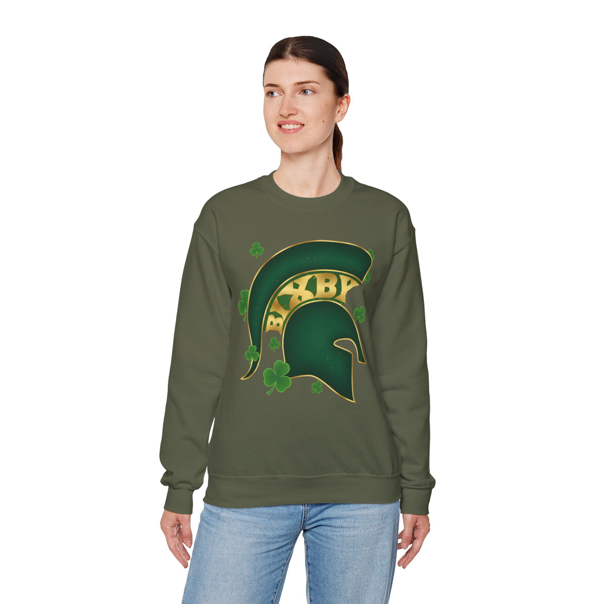 St. Patty's Good Luck Spartan Helmet Adult Gildan Sweatshirt