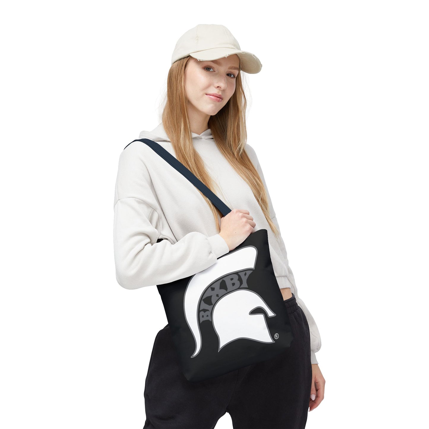 Bixby Spartans White Logo Black Polyester Tote Bag