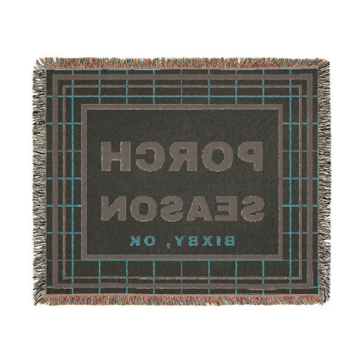 Porch Season Windowpane Woven Throw Blanket
