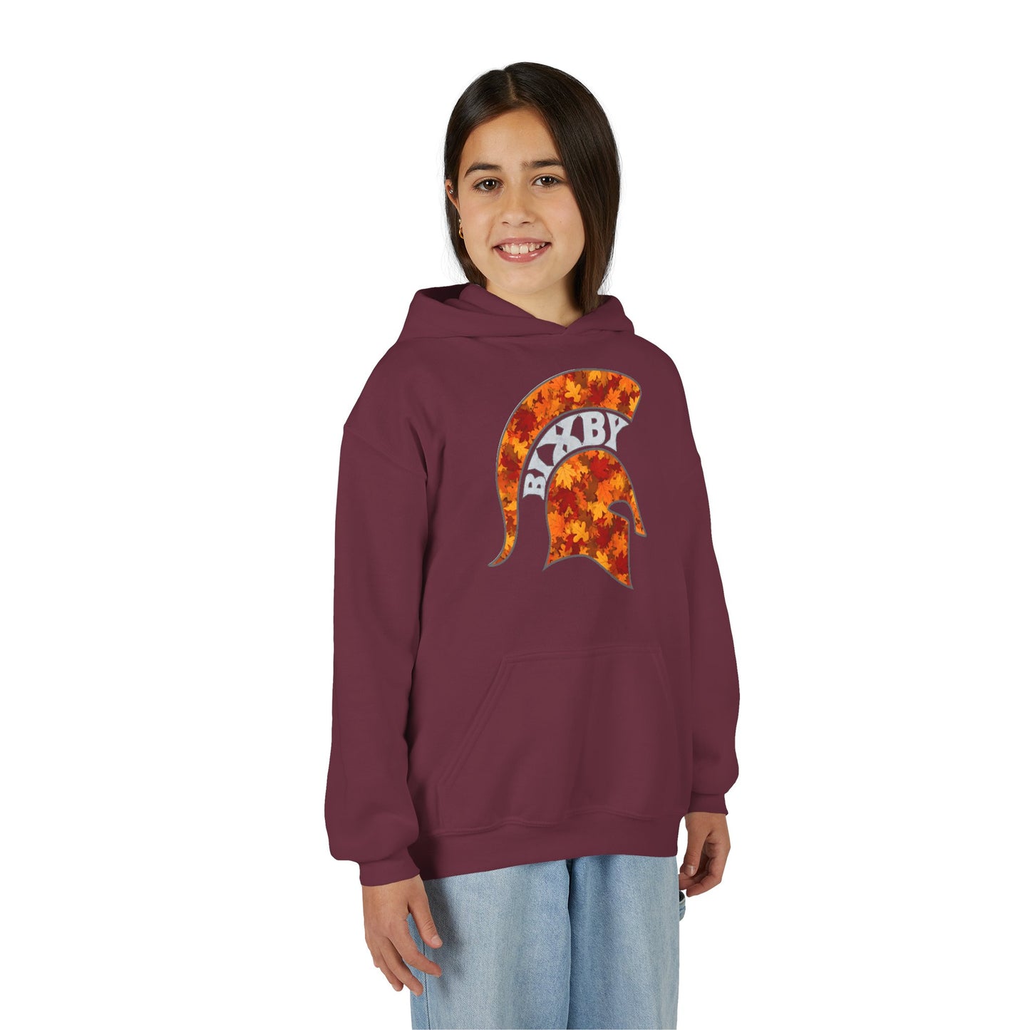 Bixby Spartan Fall Helmet Youth Gildan Hoodie