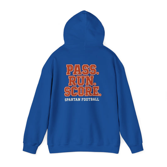Pass. Run. Score Spartan Football Gildan Hoodie