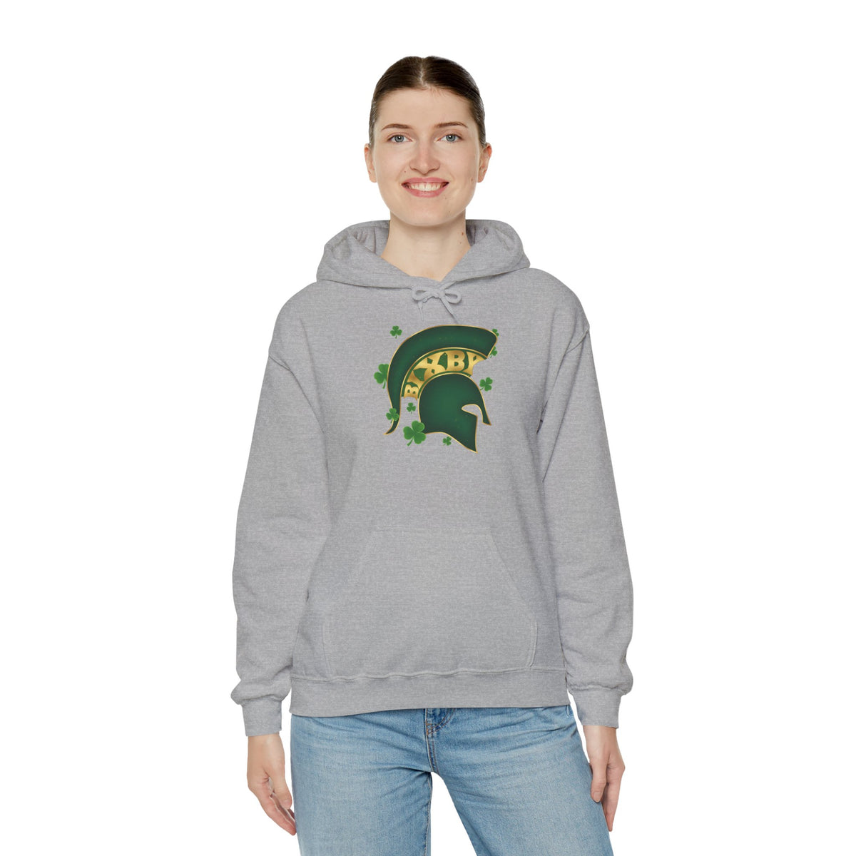 St. Patty's Good Luck Spartan Helmet Adult Gildan Hoodie