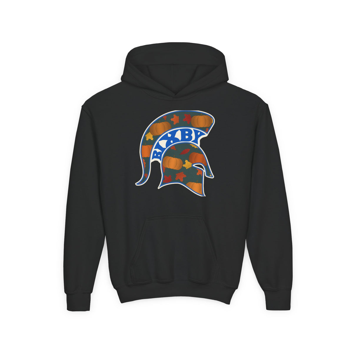 Bixby Spartans Pumpkin Patch Helmet Youth Hoodie – Kids Fall Game Day Hoodie