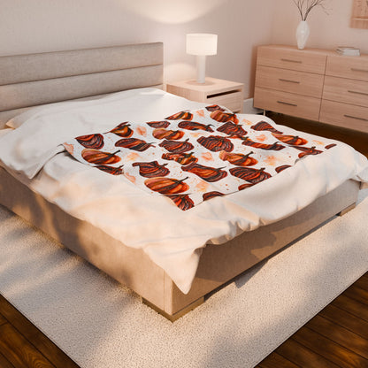Autumn Pumpkin Paradise Velveteen Plush Blanket