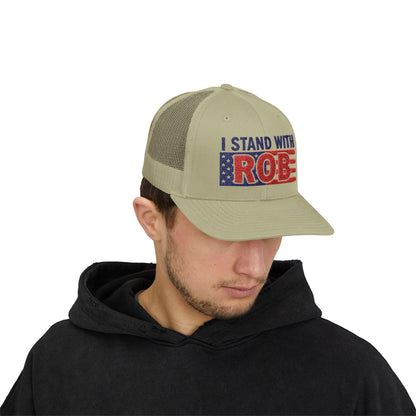 Patriotic Flag - I Stand With Rob Embroidered Trucker Snapback
