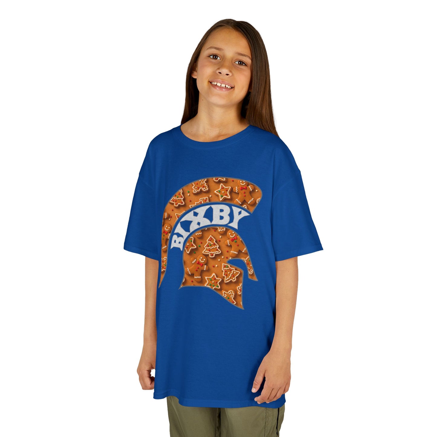Bixby Spartan Gingerbread Helmet Youth Gildan Tee