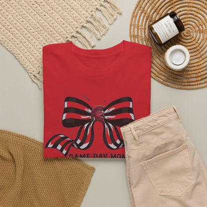 Game Day Mom T-Shirt – Striped Bow Football Mom Tee