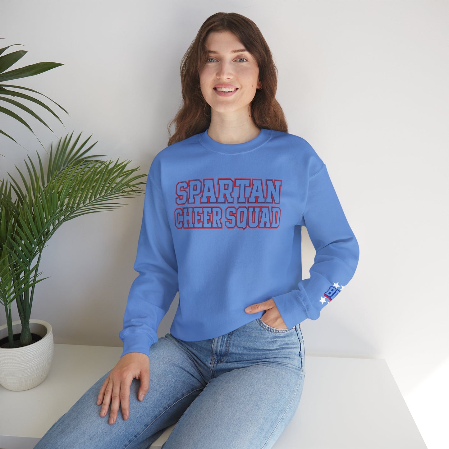 Spartan Cheer Squad With Sleeve Print Gildan Sweatshirt