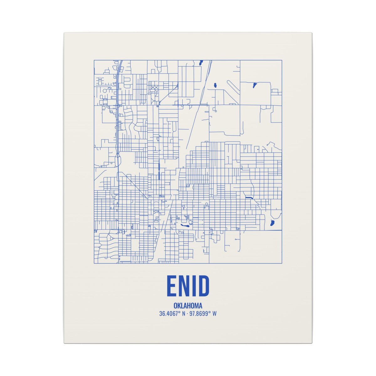 Enid Street Map Canvas, Royal Blue on Cream