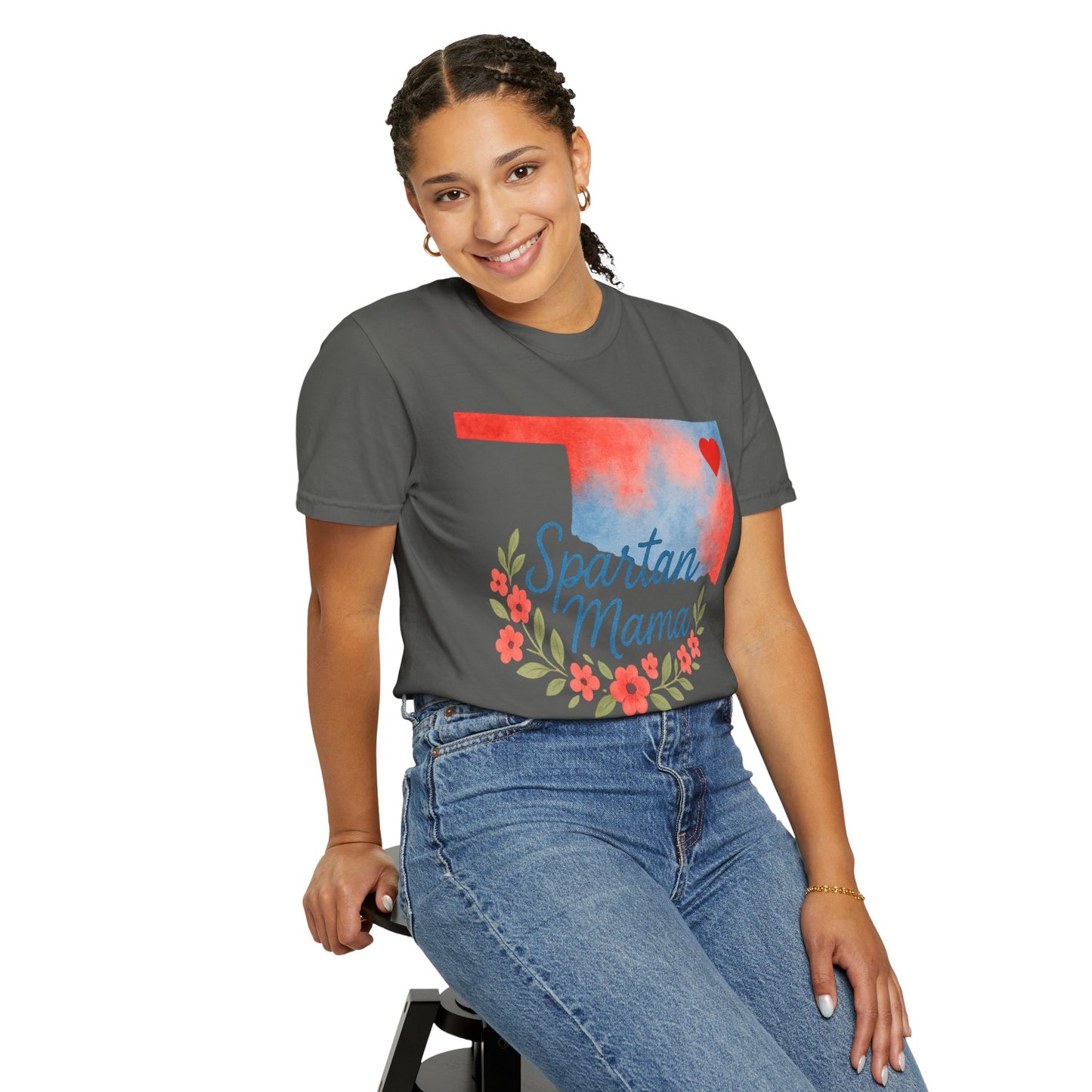 Spartan Mom Bixby OK Watercolor Comfort Colors Tee