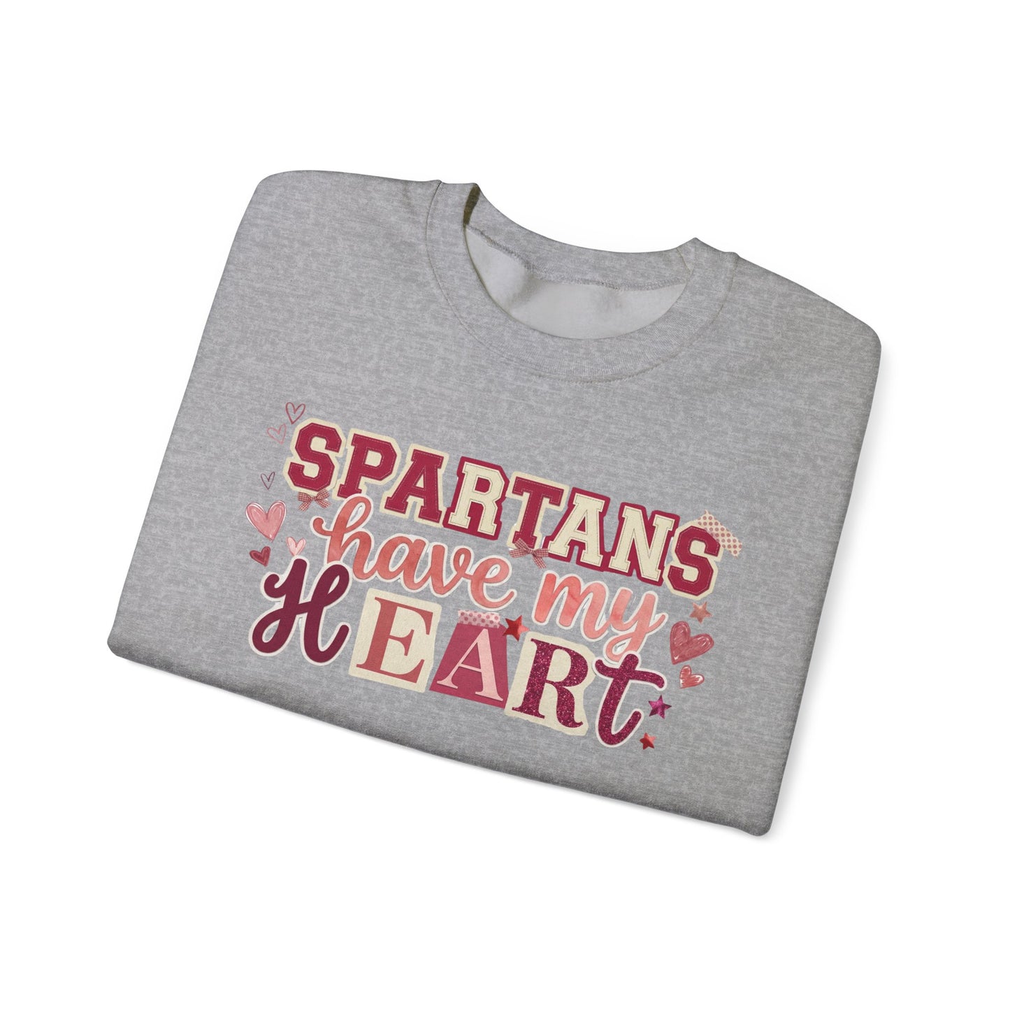 Spartans Have My Heart Crewneck Sweatshirt with Sleeve Bow