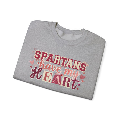 Spartans Have My Heart Crewneck Sweatshirt with Sleeve Bow