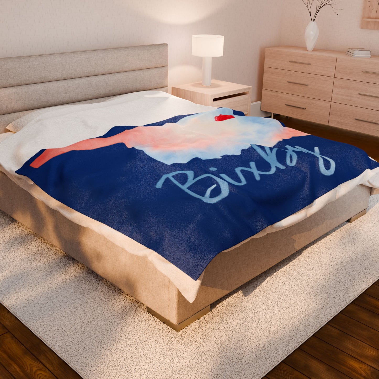 Bixby OK Watercolor Velveteen Plush Blanket