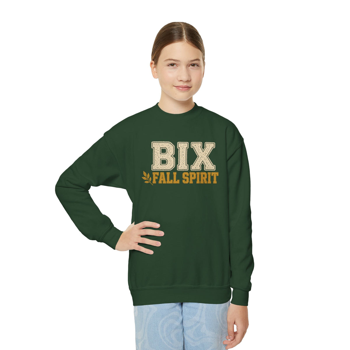 Bixby Spartans Youth Bix Fall Spirit Golden Lettering Sweatshirt