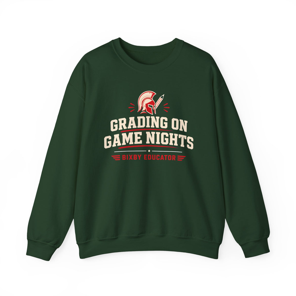 Bixby Spartans Grading On Game Nights - Funny Teacher Game Night Gift Sweatshirt