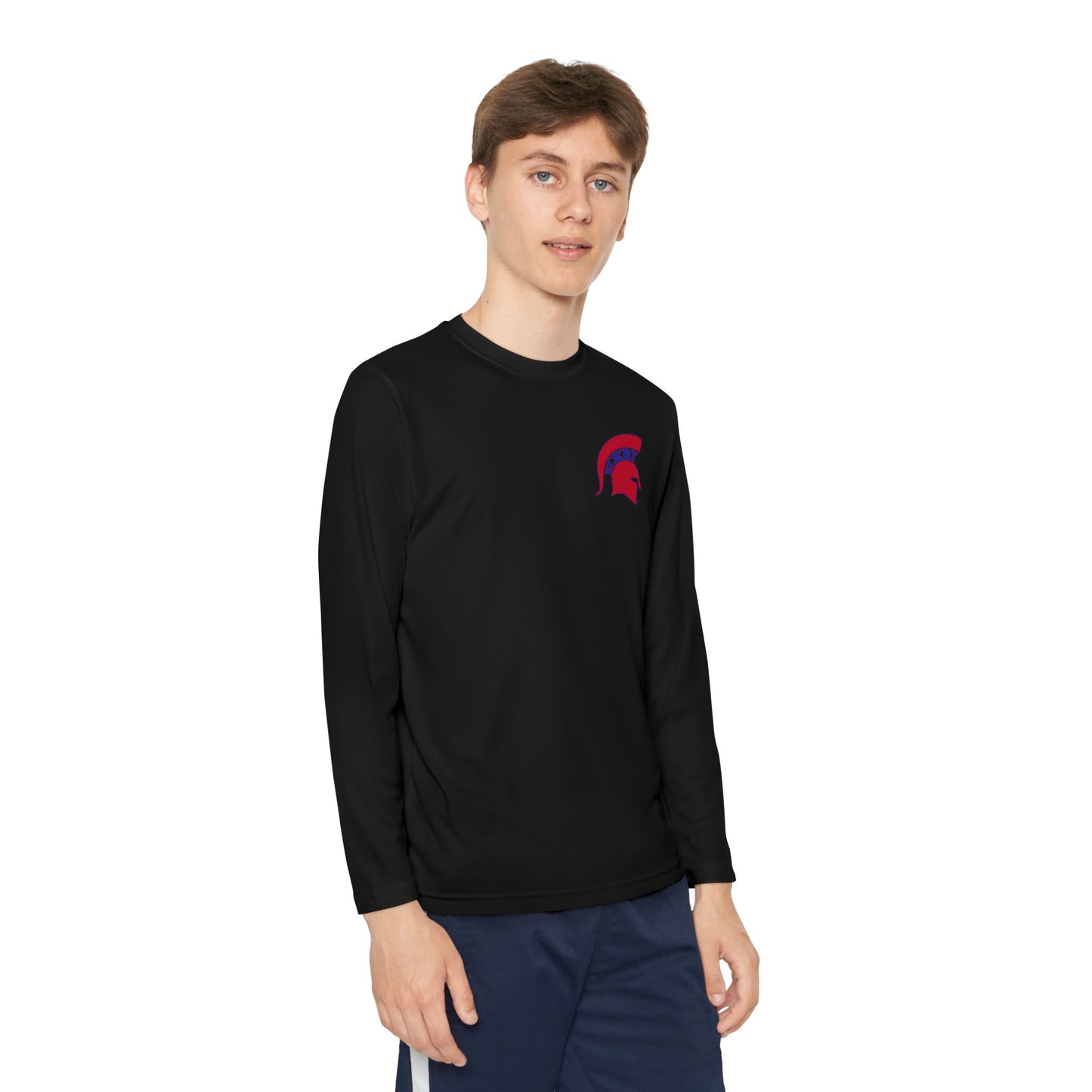 Spartan Red Logo Youth Long Sleeve Sport-Tek Tee