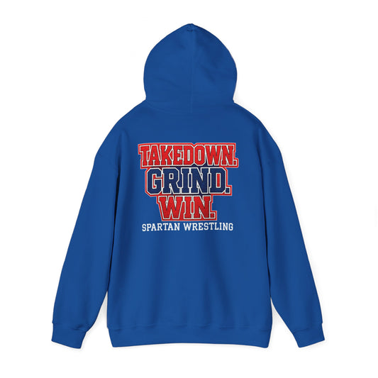 Takedown. Grind. Win Spartan Wresting Gildan Hoodie