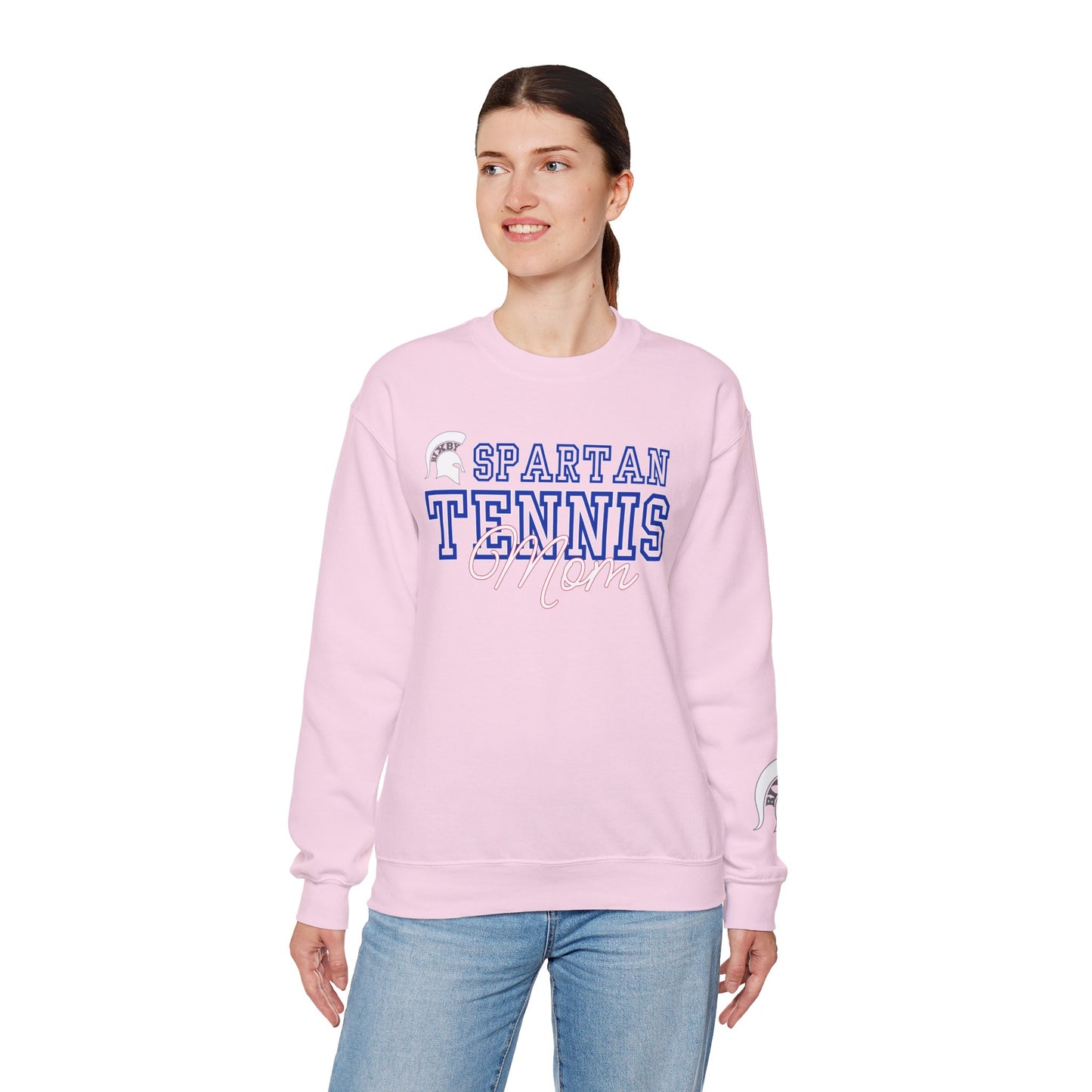 Spartan Tennis Mom Gildan Sweatshirt with Sleeve Print