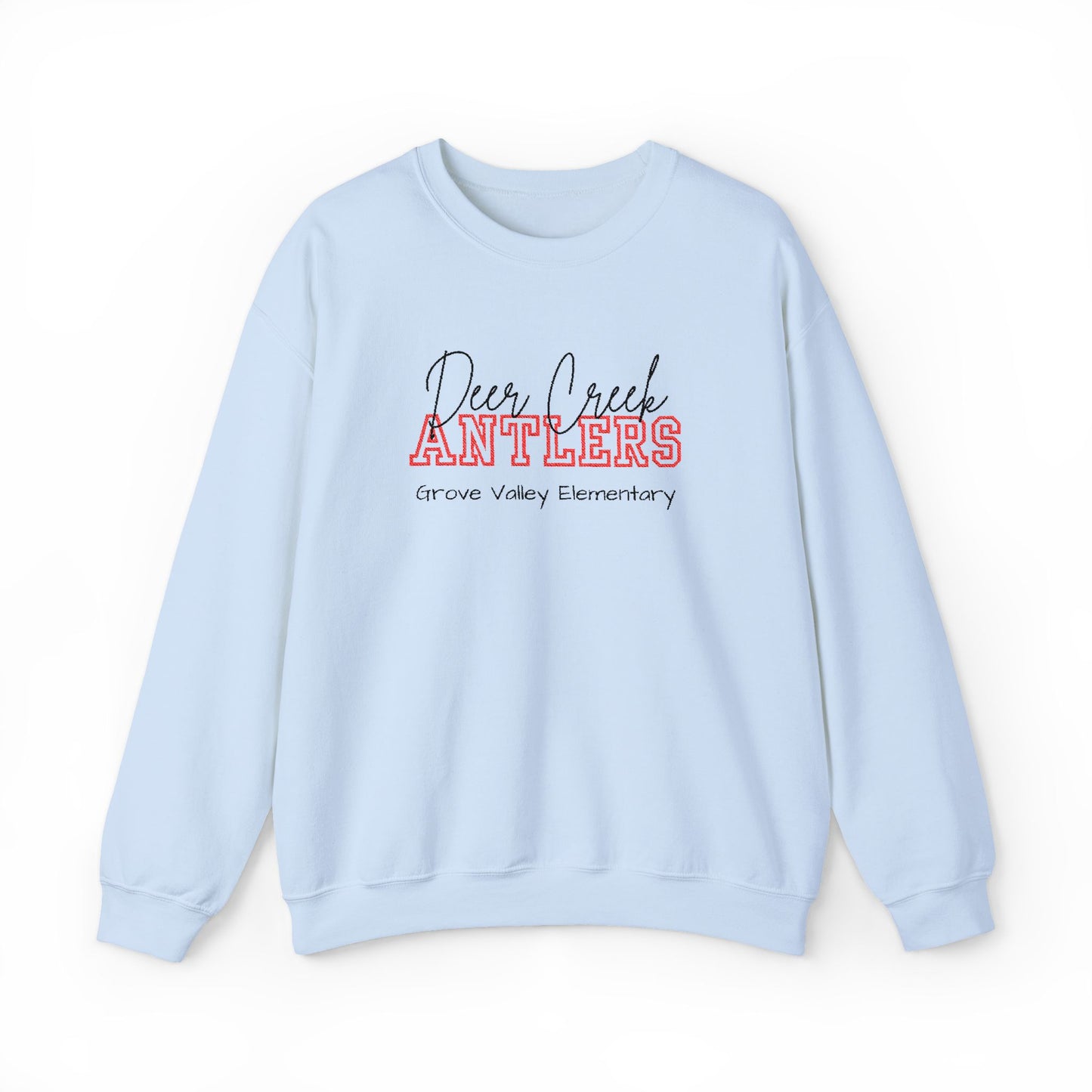 Personalized Embroidered Deer Creek Antlers Crewneck Sweatshirt
