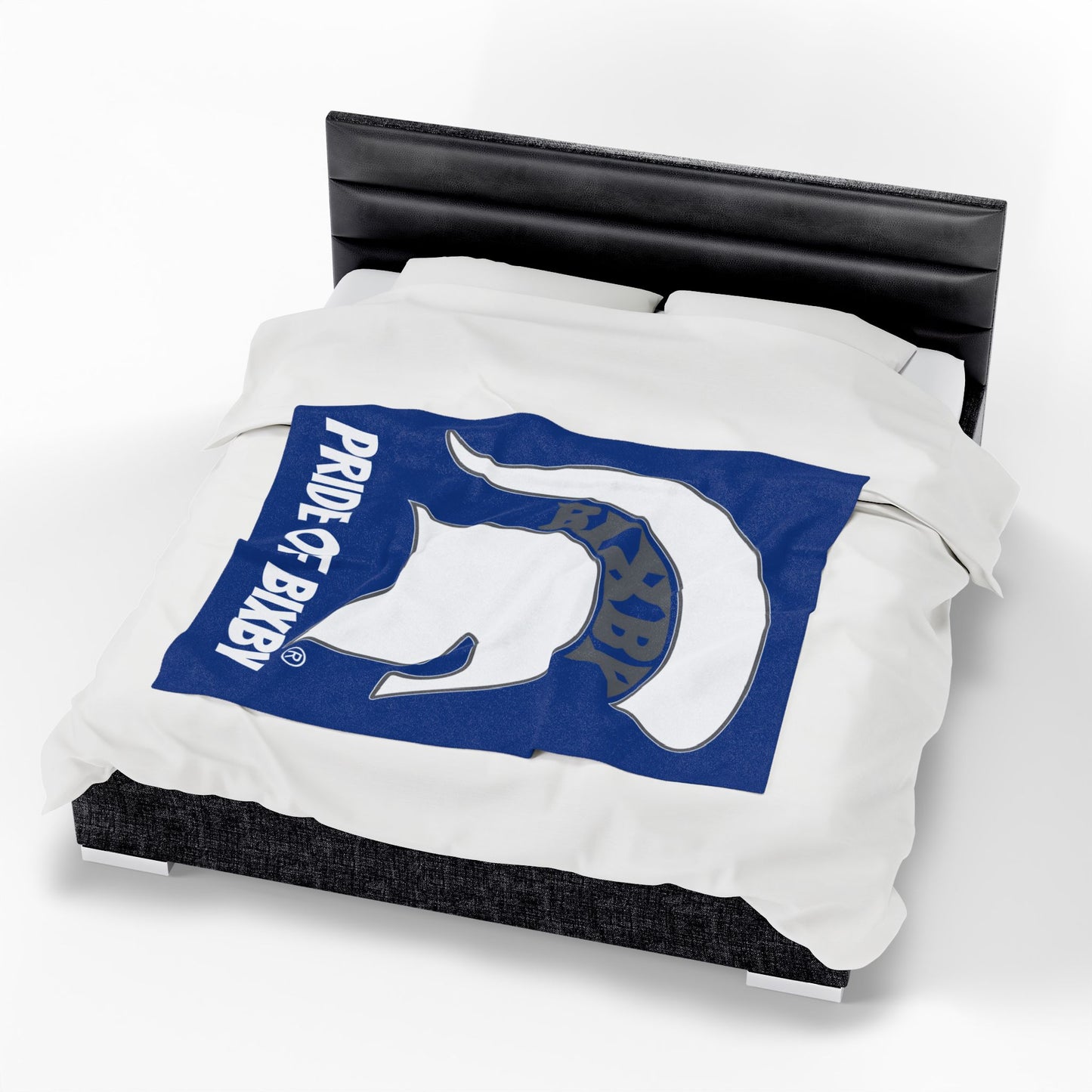 Spartan White Logo Velveteen Plush Blanket