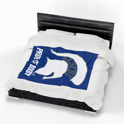 Spartan White Logo Velveteen Plush Blanket