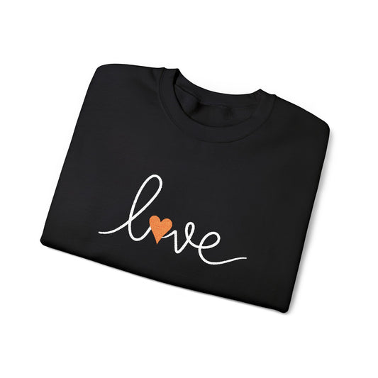 Hand-Lettered Love Script Heart Sweatshirt | Embroidered Love Design