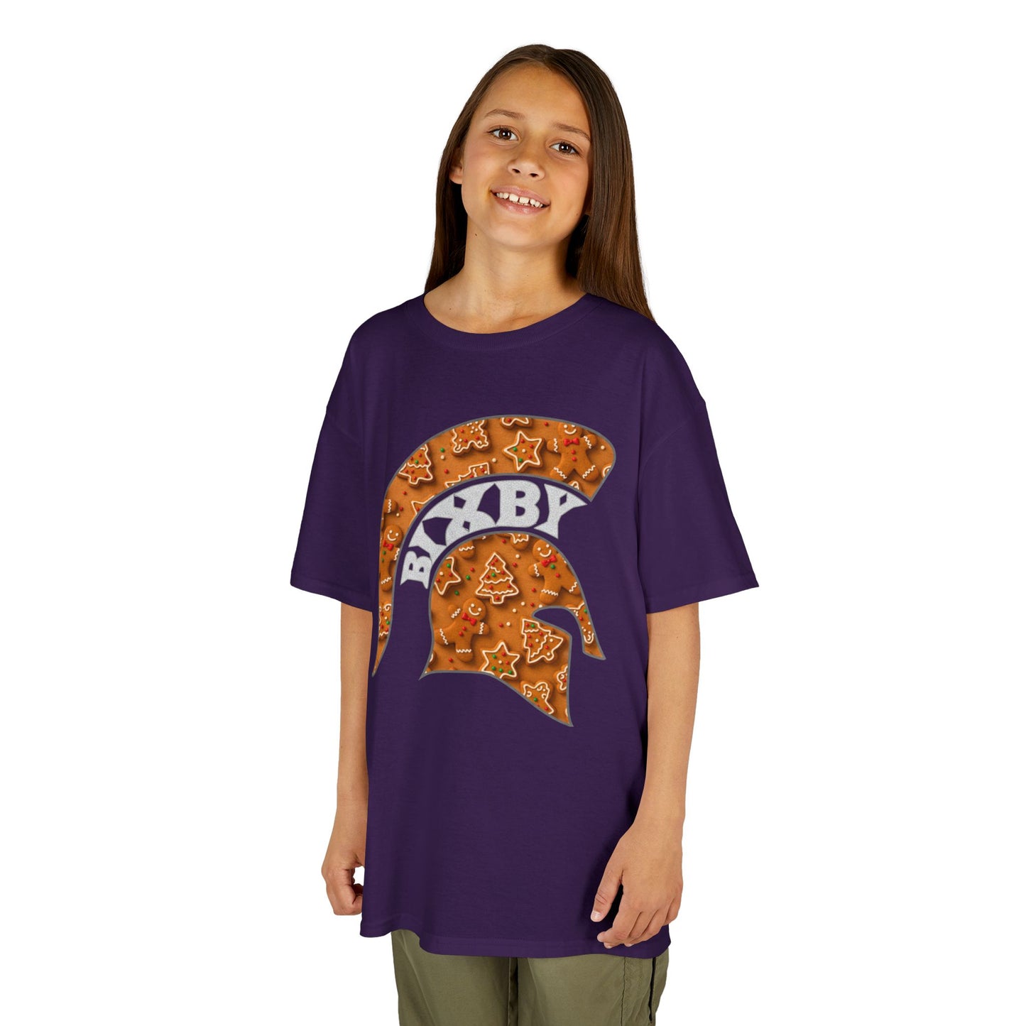 Bixby Spartan Gingerbread Helmet Youth Gildan Tee
