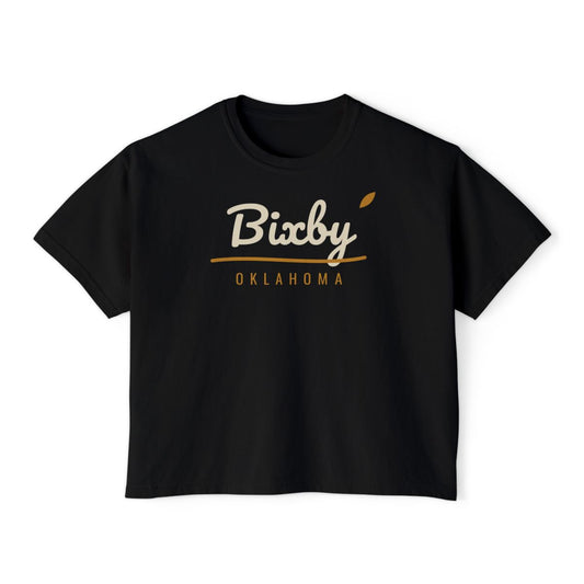 Bixby Oklahoma Script Boxy Tee in Black