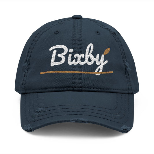 Bixby Garden Script Distressed Washed Dad Hat in Dark Navy