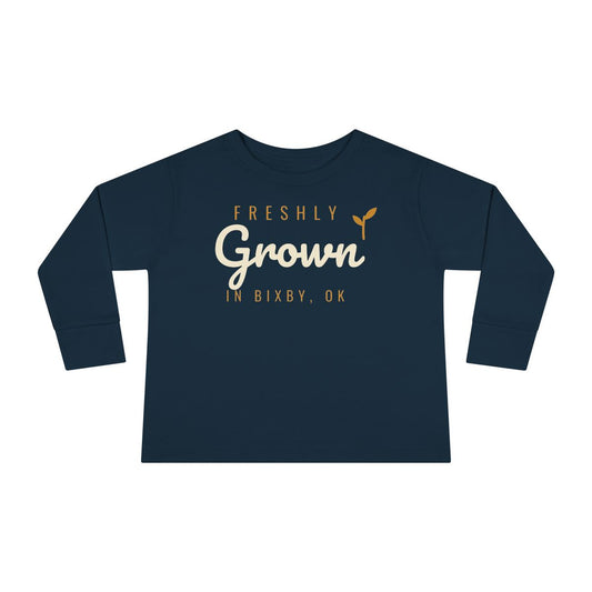Freshly Grown in Bixby Toddler Long Sleeve Tee in Navy