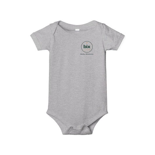 bix Stamp Bixby, Oklahoma Left-Chest Baby Bodysuit in Athletic Heather
