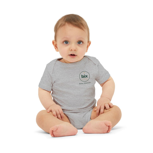 bix Stamp Bixby, Oklahoma Left-Chest Baby Bodysuit in Athletic Heather